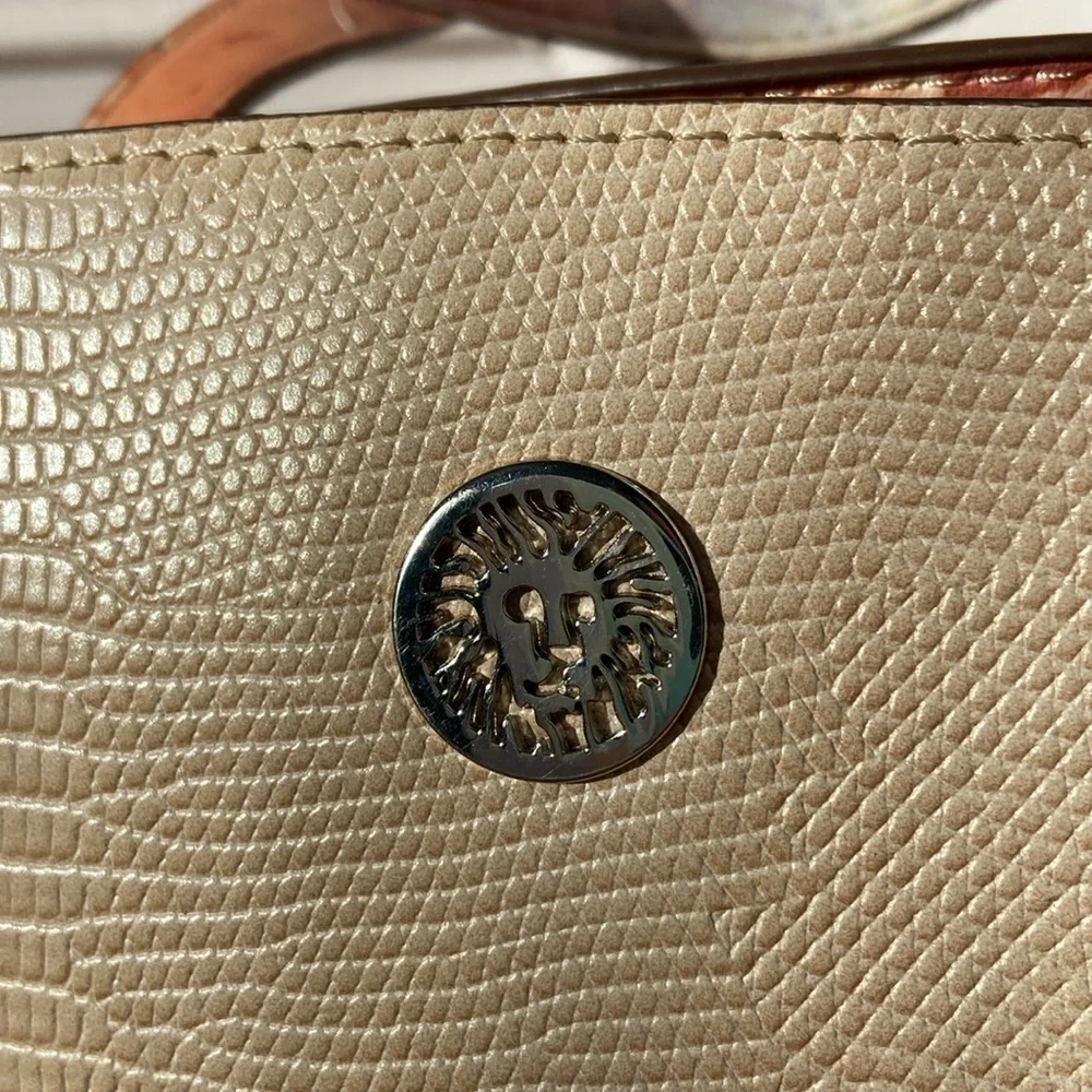 Anne Klein Bonded Satchel Triple Compartment Taupe Neutral Spring Crossbody